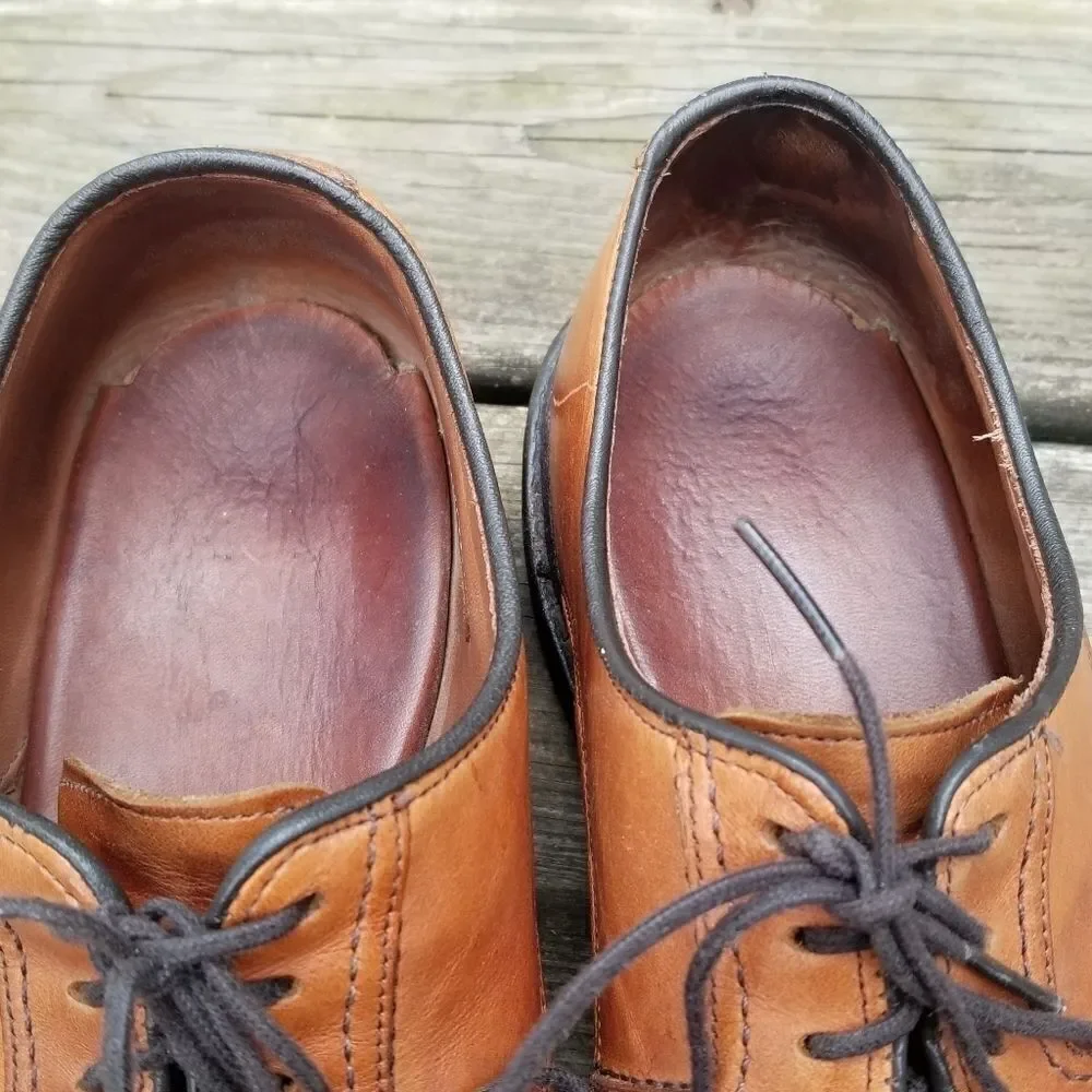 Allen Edmonds Split Front Moc Toe‎ Oxfords Derby Tan Leather Casual Dress 10 D